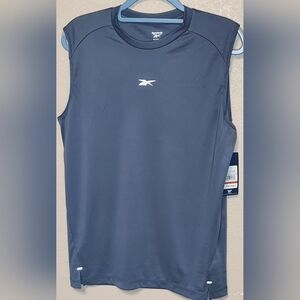 Reebok Men's Nightshadow Blue Warm up Solid Muscle Athletic Top Size S